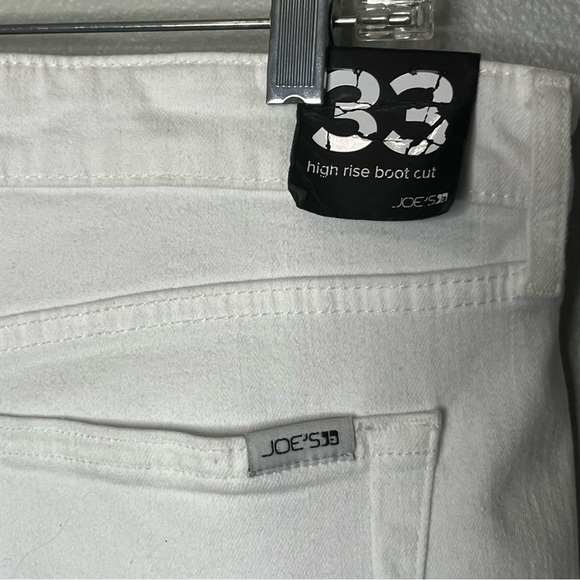Joes Highrise Bootcut Denim Jeans Women 33 White Raw Slit Hem Pockets Zip NWT* - Picture 7 of 10